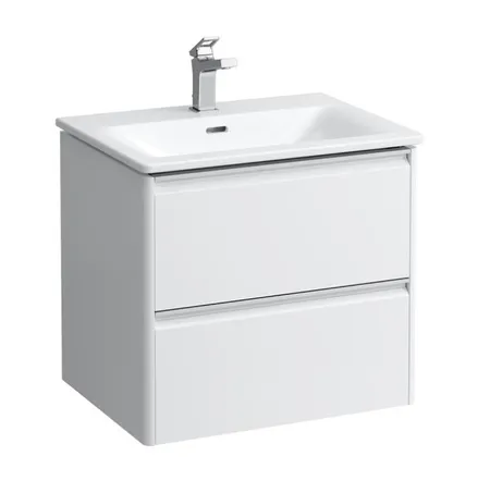 Laufen Palace Комплект мебели 600х450х545 мм., с раковиной Slim, 2 ящика, органайзер для ящика, ручка анодированный алюминий, цвет: белый матовый