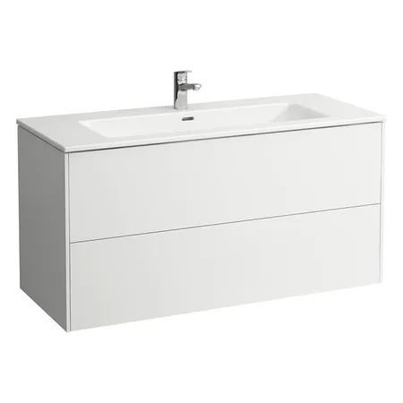 Laufen Pro Тумба с раковиной 120х50х61см, с 1 отв., с 2 ящиками, с механизмом push-and-pull, подвесная, цвет: белый глянцевый