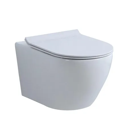 NEMO Унитаз 53x36см., подвесной, безободковый, tornado, сиденье микролифт, цвет: белый глянцевый