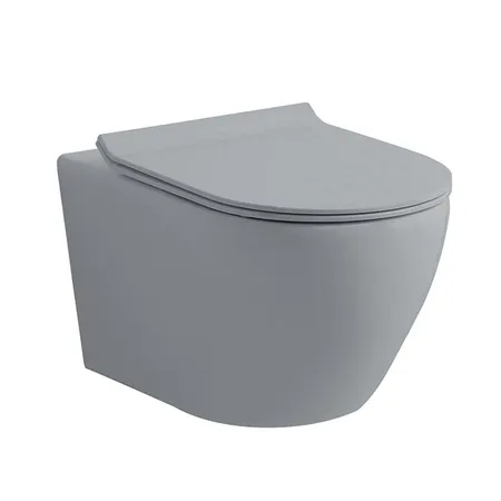 NEMO Унитаз 53x36см., подвесной, безободковый, tornado, сиденье микролифт, цвет: серый матовый