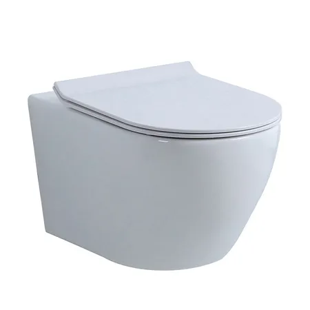 NEMO Унитаз 56x36см., подвесной, безободковый, сиденье микролифт, цвет: белый глянцевый