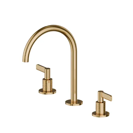 Newform Blink Chic Luxury Смеситель для раковины, 3 отв., средний, цвет: PVD glossy gold
