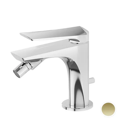 Newform Delta Zero Смеситель для биде, 1 отв., с донным клапаном, цвет: PVD glossy gold