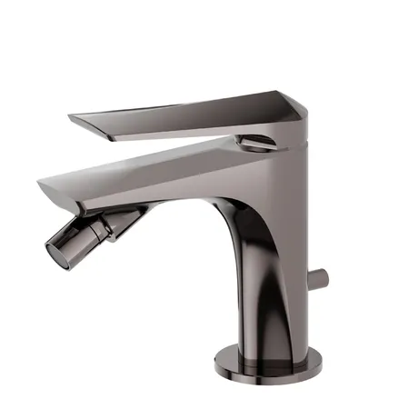 Newform Delta Zero Смеситель для биде, 1 отв., с донным клапаном, цвет: PVD gun metal