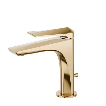 Newform Delta Zero Смеситель для раковины, 1 отв., с донным клапаном, цвет: PVD glossy gold
