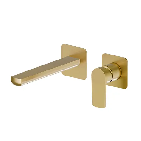 Newform Haka Смеситель для раковины, настенный, без донного клапана, цвет: PVD brushed gold