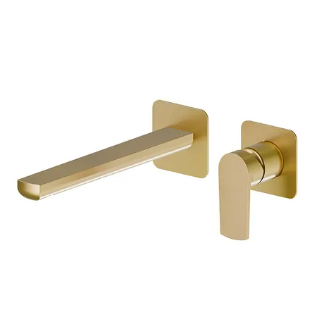 Newform Haka Смеситель для раковины, настенный, без донного клапана, цвет: PVD brushed gold