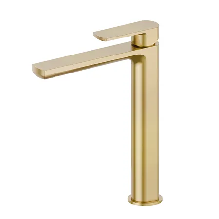 Newform Haka Смеситель для раковины, высокий, 1 отв., без донного клапана, цвет: PVD brushed gold