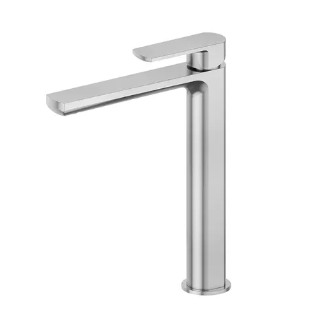 Newform Haka Смеситель для раковины, высокий, 1 отв., без донного клапана, цвет: PVD brushed stainless steel