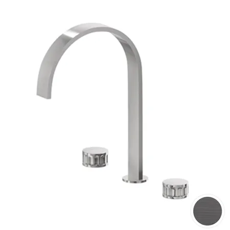 Newform Ionika Смеситель для раковины, на 3 отв, излив: 23.5см., цвет: PVD brushed stainless Stell
