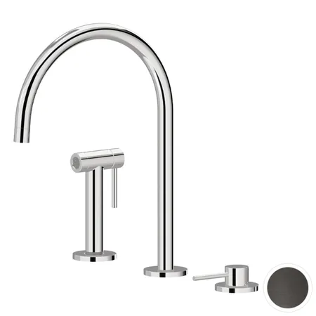 Newform N21 Смеситель для кухни, 3 отв., с ручным душем, цвет: PVD Brushed gun metal