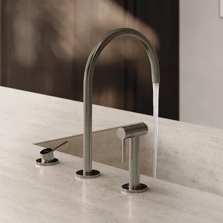 Newform N21 Смеситель для кухни, на 3 отв., излив 220 мм, цвет: Brushed nickel