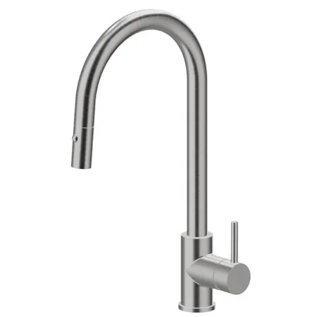 Newform Reasl Steal Смеситель для кухни, 1 отв., с выдвижным изливом, цвет: нержавеющая сталь