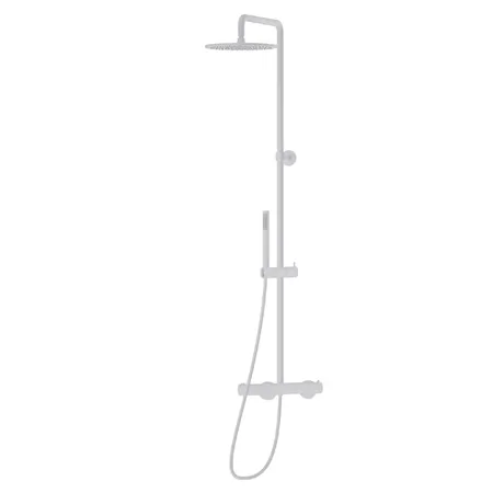 Newform Shower Душевая стойка с термостатическим смесителем, переключателем, верхним и ручным душем, цвет: белый матовый