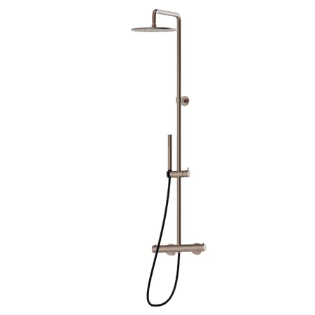 Newform Shower Душевая стойка с термостатическим смесителем, переключателем, верхним и ручным душем, цвет: copper glossy