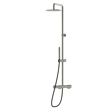 Newform Shower Душевая стойка с термостатическим смесителем, переключателем, верхним и ручным душем, цвет: titanium satin