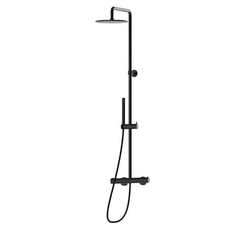 Newform Shower Душевая стойка с термостатическим смесителем, переключателем, верхним и ручным душем, цвет: carbon satin