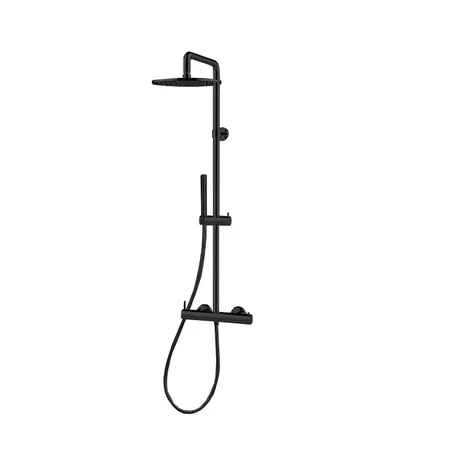 Newform Shower Душевая стойка со смесителем, переключателем, верхним и ручным душем, цвет: черный матовый