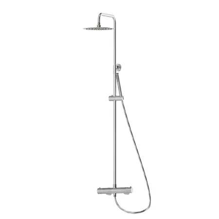 Newform X-STEEL 316 Душевая стойка с термо смес., верхний душ 25см, ручной душ, шланг 150 см, цвет: нержавеющая сталь