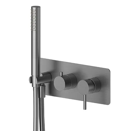 Newform X-STEEL 316 Смеситель для душа, встраиваемый, на 2 выхода, с ручным душем, цвет: PVD Brushed gun metal