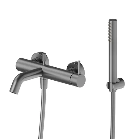 Newform X-STEEL 316 Смеситель для ванны с ручным душем, кронштейном, шланг: 150 см, цвет: PVD Brushed gun metal