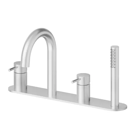 Newform X-Steel 316 Смеситель на борт ванны, 4 отв., с изливом и ручным душем, цвет: нержавеющая сталь