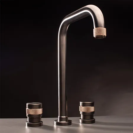 Nicolazzi Khady Смеситель для раковины высокий на 3 отв., цвет: Black Nichel/Rose Gold