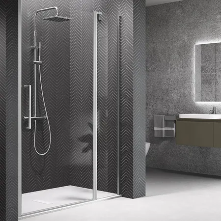 Novellini Young Душевая дверь правая/левая 117-121х200см., для ниши, распашная с неподвижным сегментом, стекло, цвет: хром