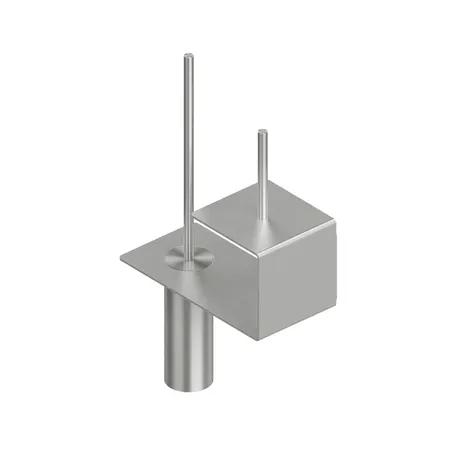 QuadroDesign Полочка с ершиком для туалета и держателем т/б., цвет: Brushed Stainless Steel