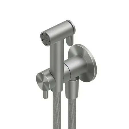 QuadroDesign Source Гигиенический душ, настенный, с запорным вентилем, цвет: Brushed Stainless Steel