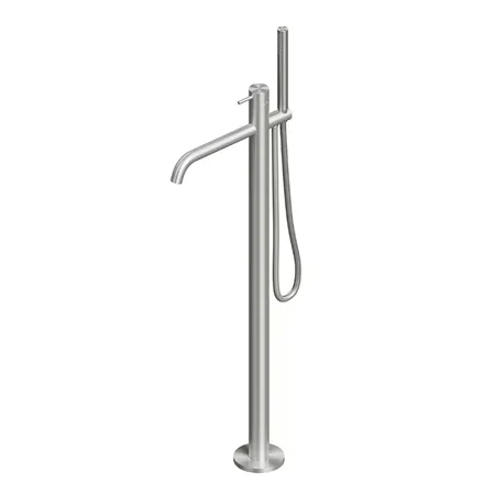 QuadroDesign Source Смеситель для ванны, напольный, с ручным душем, цвет: Brushed Stainless Steel