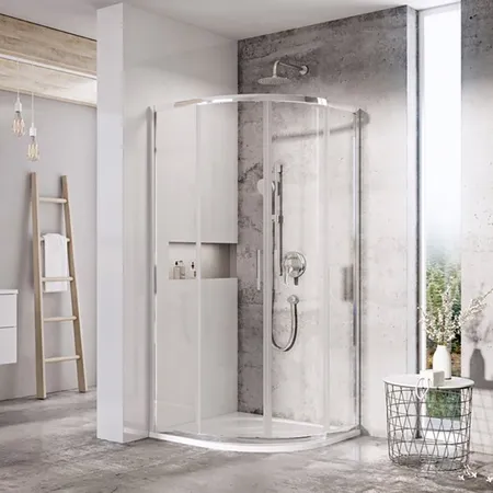 Ravak Blix Slim Душевое ограждение 90см., полукруглое, транспарент, цвет: блестящий