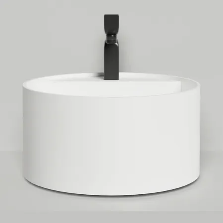 Salini Armonia Round Top 02 Раковина накладная 45х45х25см., с 1 отв. мат-л: S-Stone, цвет: белый  матовый