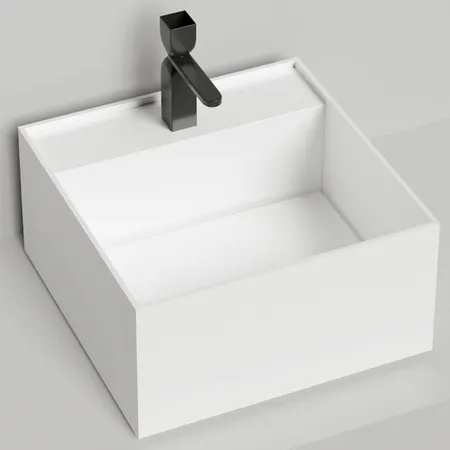 Salini Armonia Square TOP 02 Раковина накладная 45х45х25cм., с 1 отв, мат-л: S-Stone, цвет: белый матовый