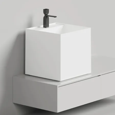 Salini Armonia Square TOP 03 Раковина накладная 45х45х45cм., с 1 отв, мат-л: S-Stone, цвет: белый матовый