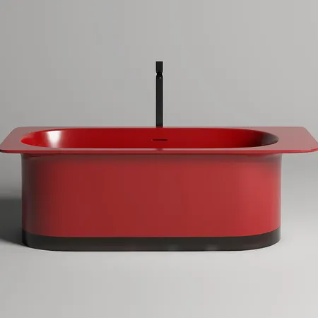 Salini Ninfea Ванна отдельностоящая 180х82х57.5см., донный клапан, сифон, слив-перелив, материал: S-stone, цвет: Carmine red