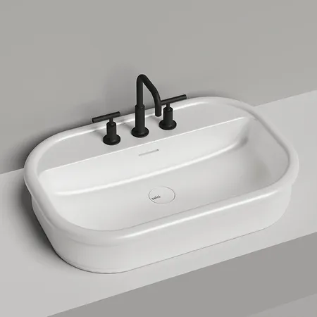 Salini Opera Раковина 75х50х16см., накладная, 3 отв., S-Stone, цвет: белый матовый
