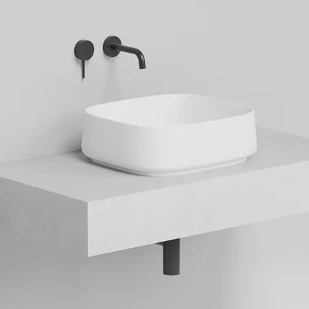 Salini Oriente Bowl Раковина накладная, 45х40.5х14см., S-Sense, декор.накладка на слив, выпуск, цвет: белый матовый