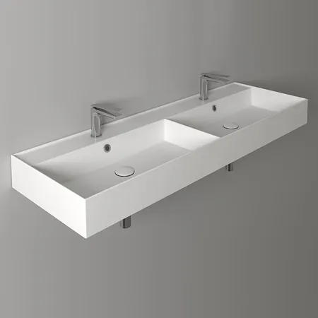 Simas Agile Раковина 141x46 см, 2 отв., двойная, цвет: белый