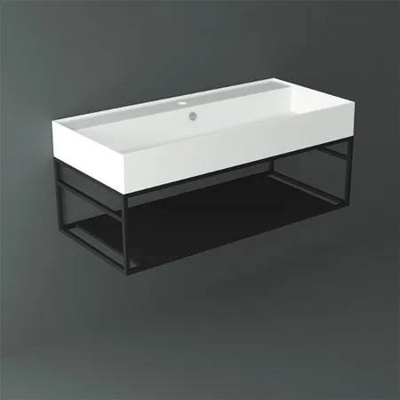 Simas Agile Структура металлическая 101x46xh28см, подвесная, для раковины с 1 отв., AG101, с 1 полкой, цвет: черный матовый