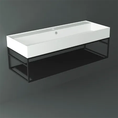 Simas Agile Структура металлическая 121x46xh28см, подвесная, для раковины с 1 отв., AG121, с 1 полкой, цвет: черный матовый