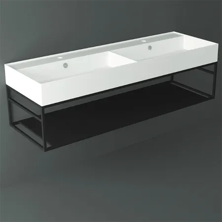 Simas Agile Структура металлическая 141x46xh28см, подвесная, для раковины с 1 отв., AG141, с 1 полкой, цвет: черный матовый