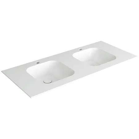 Simas WAVE Раковина двойная 120x50xh14,5см, встраиваемая, с 2 отв, цвет: белый