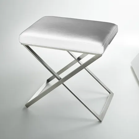 3SC Lino&Lone Стул с сиденьем из гладкой кожи 50хh50х36 см, цвет: белая кожа/никель сатинированный матовый