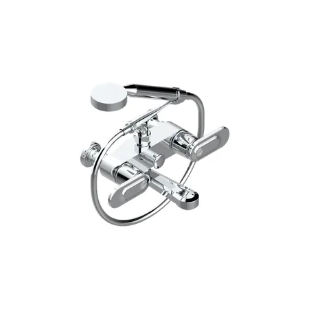 THG CORVAIR A MANETTES FIOR DI BOSCO Смеситель для ванны настенный, с ручным душем и шлангом 1500 мм., цвет: хром