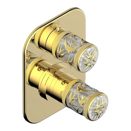THG Hirondelles Gold Stamped Смеситель для душа, встраиваемый, термостатический, цвет: Polished gold