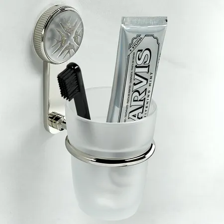 THG Hirondelles Platinum Stamped Стакан подвесной, стеклянный, цвет: Polished nickel
