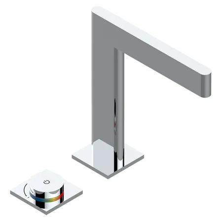 THG ICON-X TITANE A MANETTES Смеситель для раковины, 2 отв., электронный, с донным клапаном, цвет: хром