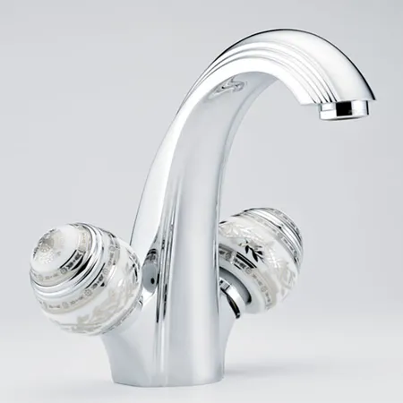 THG Marquise porcelaine blanche Смеситель для раковины, 1 отв., цвет: хром/платина/белый фарфор