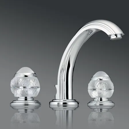 THG Panthere Cristal clair Смеситель для раковины, 3 отв., цвет: хром/прозрачный хрусталь